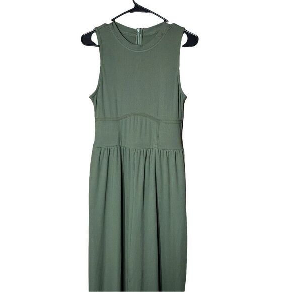 Cider Solid Green Sleeveless Wide Leg Jumpsuit - Picture 2 of 11